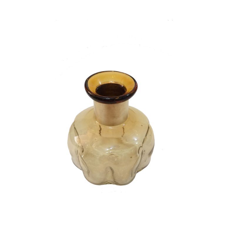 گلدان کوچک طوقدار کرم قهوه ای